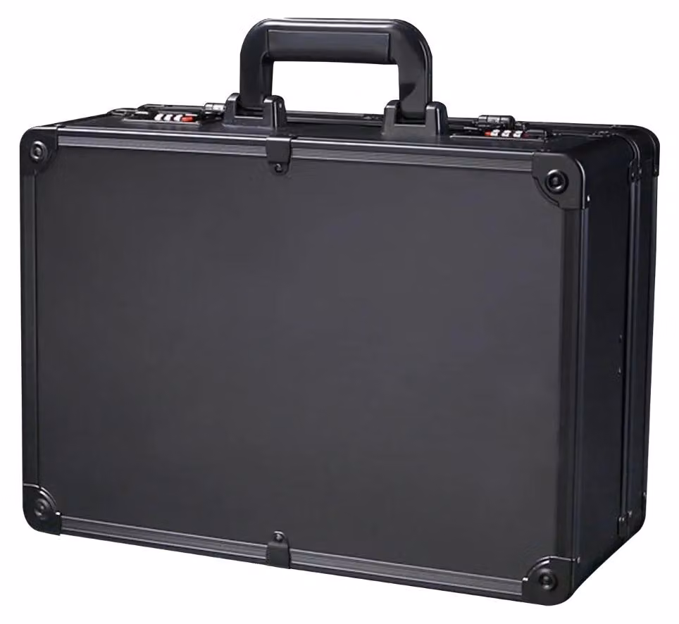 Contenitore organizer, design multistrato, meccanismo di chiusura sicuro, colore nero