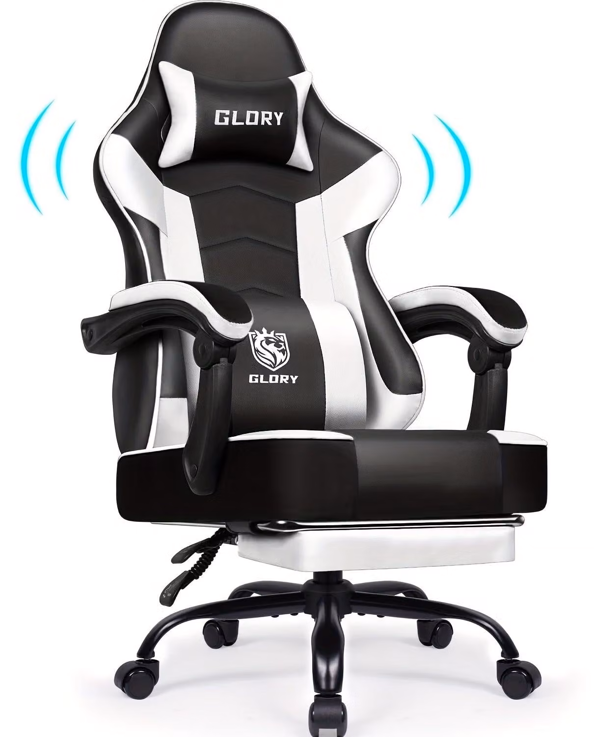 Sedia da gaming ergonomica con poggiapiedi, cuscino lombare e poggiatesta – comoda sedia girevole da ufficio