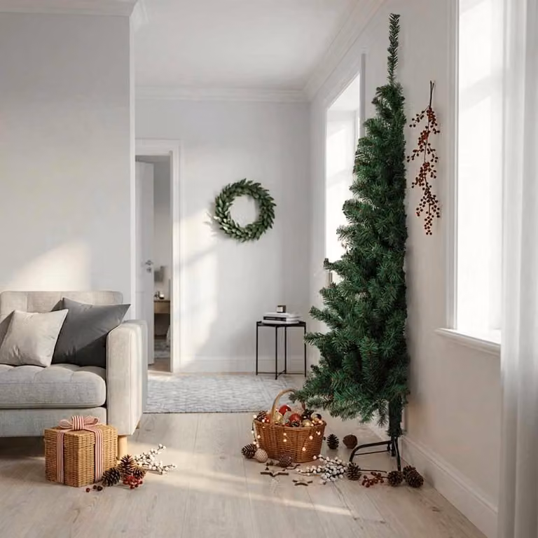 Maison Exclusive - Albero di Natale artificiale a metà altezza con supporto, verde, 210 cm, in PVC