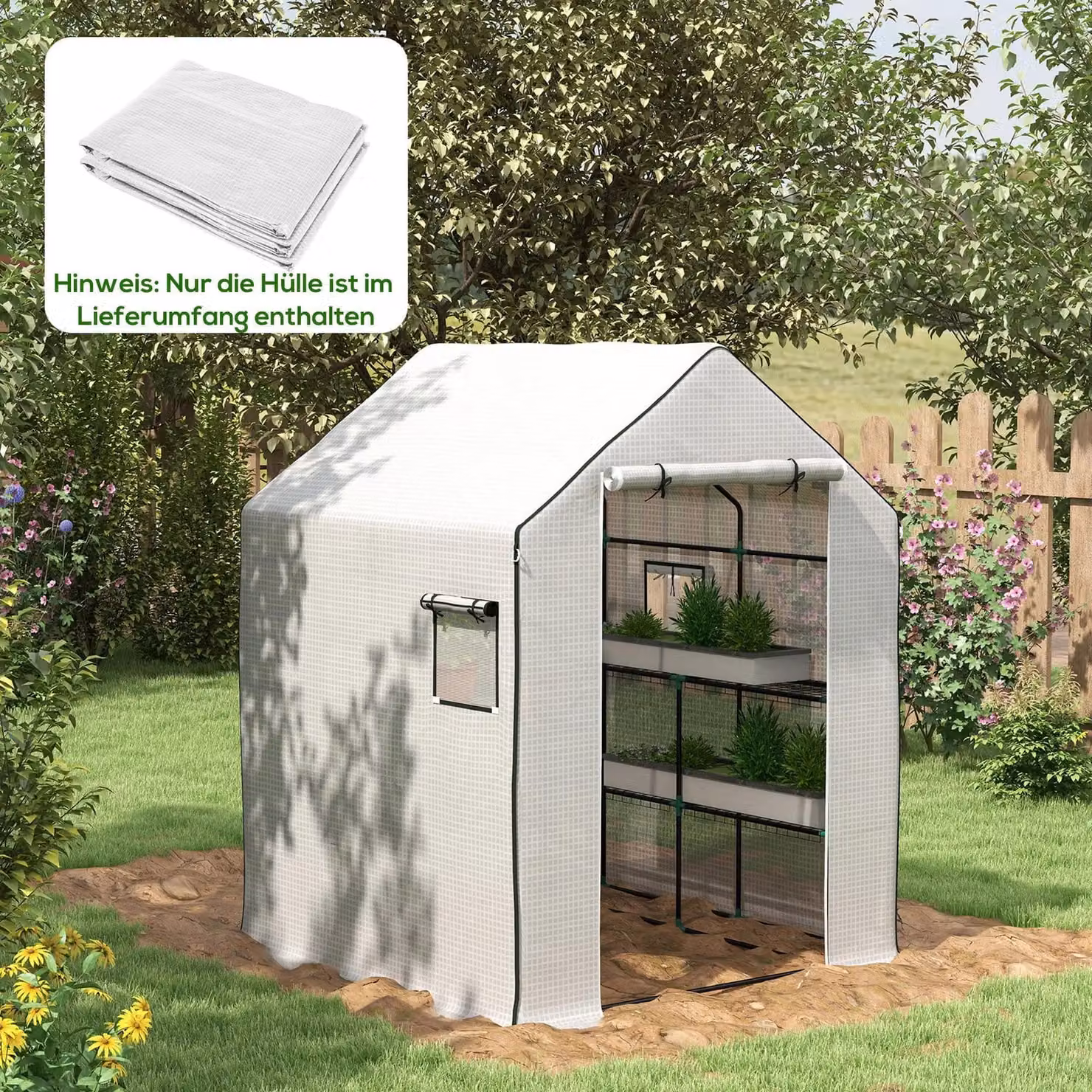 Copertura per serra - Pellicola di ricambio - Protezione UV - Finestre laterali - Porta avvolgibile