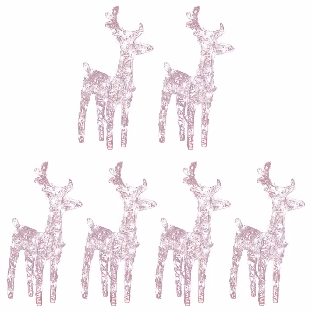 Set di 6 renne di Natale vidaXL con 240 LED bianco caldo in plastica per decorazione da giardino – 2