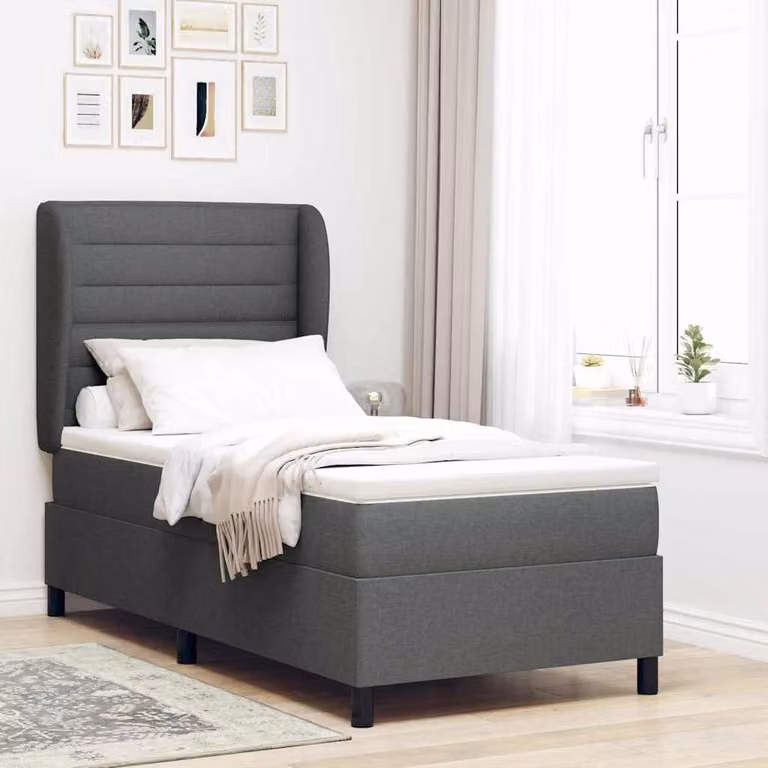 Maison Exclusive - Letto boxspring con materasso grigio scuro 90 x 200 cm tessuto