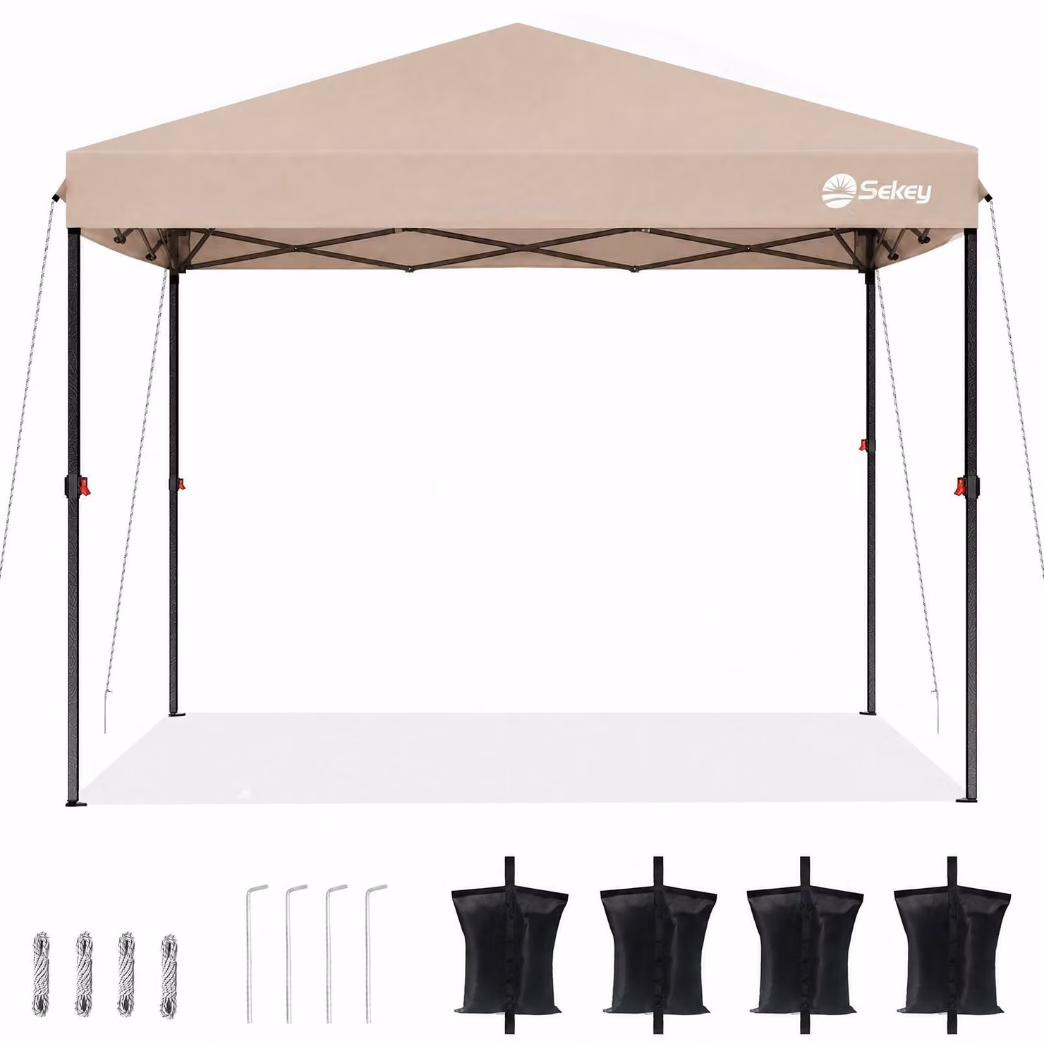 Gazebo pieghevole Sekey 3x3 impermeabile, gazebo pop-up con 4 sacchi di sabbia, protezione UV 50+ gazebo e tendoni per feste, tortora