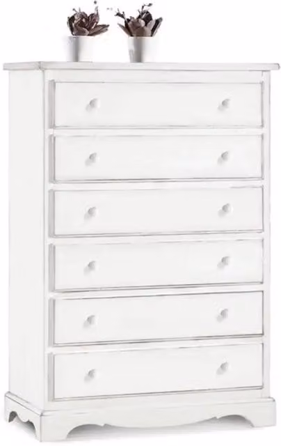 Cassettiera 6 cassetti arte povera in legno massello e mdf con rifinitura in bianco 97x49x140 H