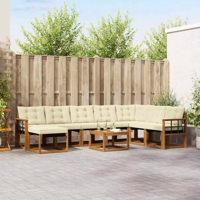 Set di divani da esterno 9 pz Naturale e Crema 3368981