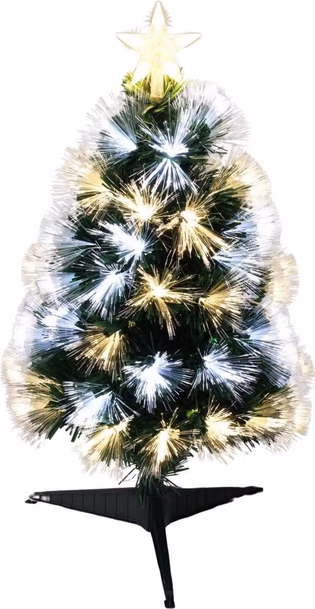 Albero di Natale decorativo con illuminazione a fibre ottiche bianco caldo e freddo 60 cm