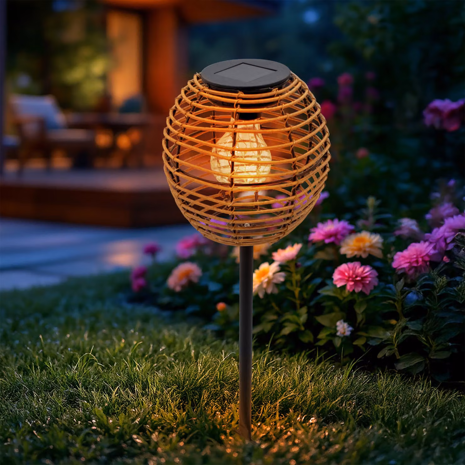 3.07 Spina solare da giardino NATUR con lampadina - circa 52 cm - Lampada solare per sentiero da giardino