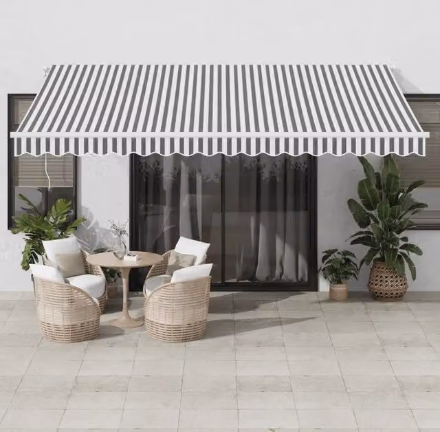 Tenda Retrattile Automatica LED Antracite e Bianco 450x350 cm 3215799