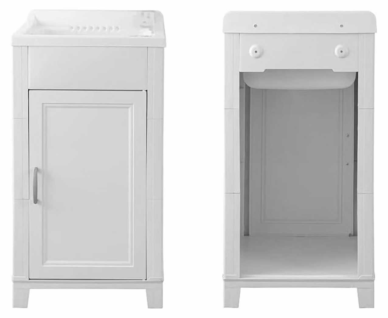 Lavabo da 45x50x85 cm, bianco, con sportello e kit di scarico