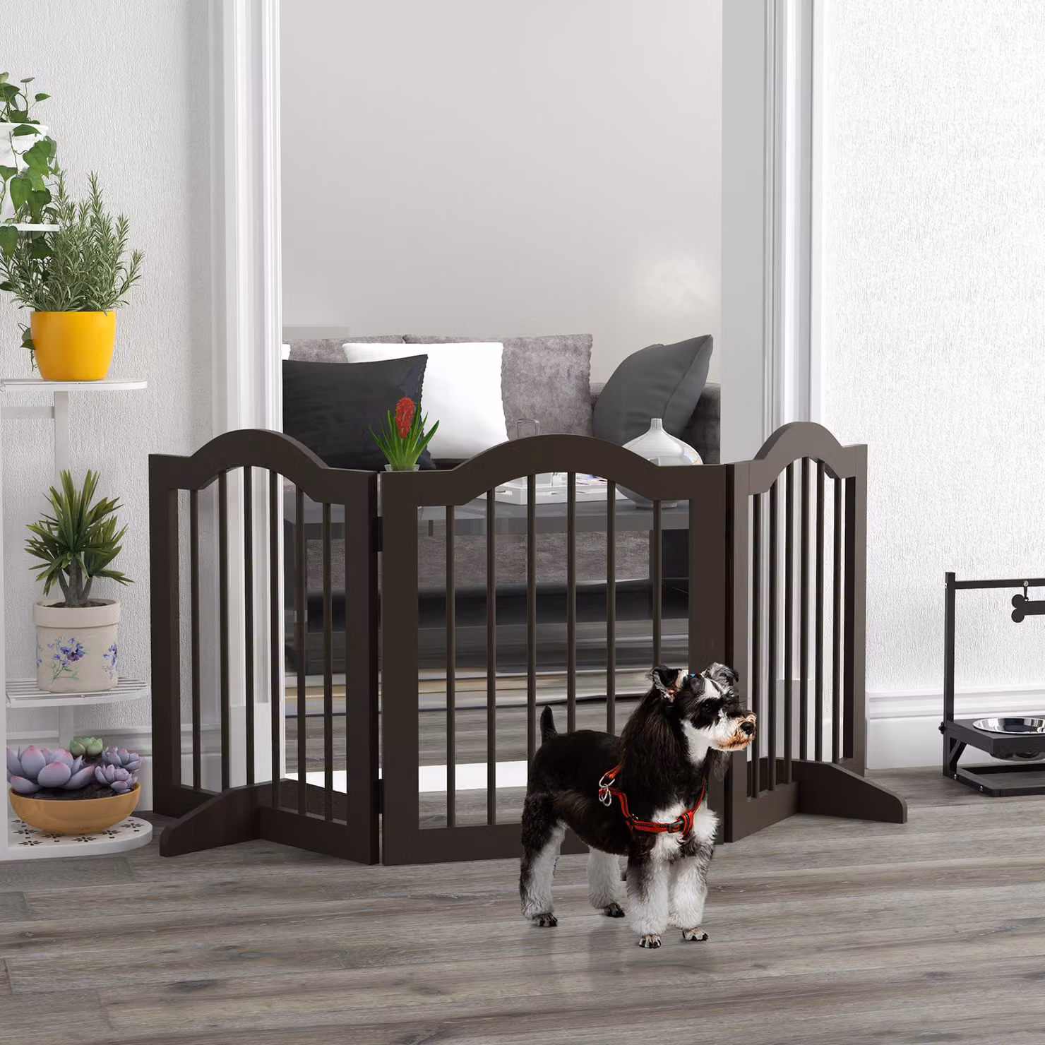 PawHut Cancellino per Cani Pieghevole a 3 Sezioni in Legno, Colore Marrone, L 154.5 x P 29.5 x H 61 cm – 2