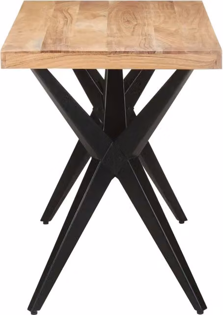 Tavolo da Pranzo Rettangolare in Legno di Acacia e Metallo Stile Industrial vidaXL L/P/H: 120 x 60 x 76 cm – 1