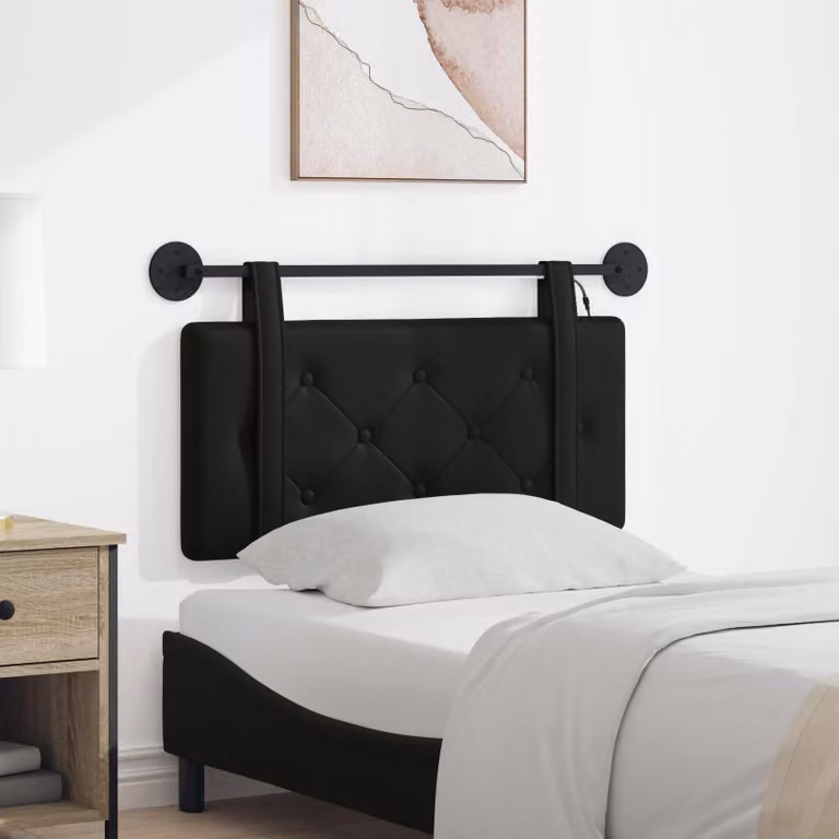 Testiera per letto sospesa vidaXL con luce LED integrata in similpelle nera