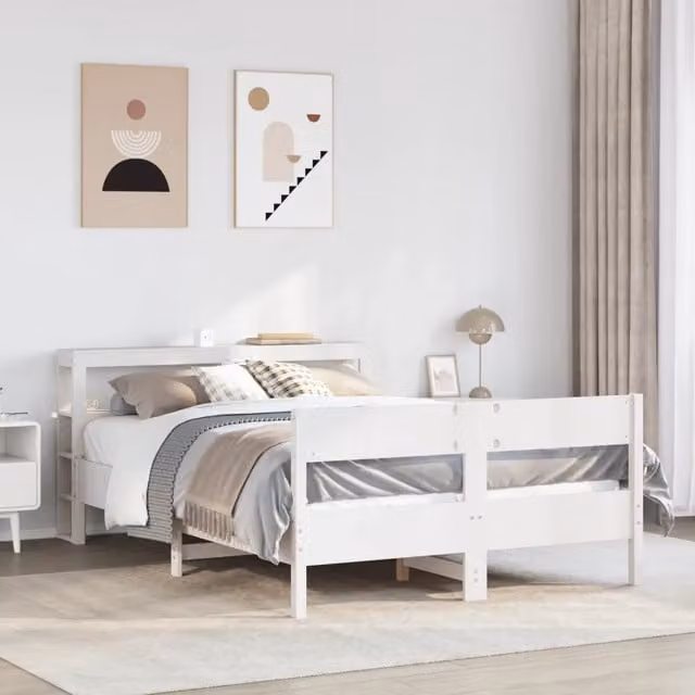 Letto senza Materasso-Struttura Letto Bianco 120x190 cm Legno Massello di Pino 431310