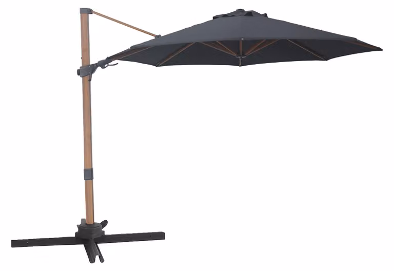 AXI Solis Ombrellone Decentrato Rotondo Ø 300 cm, Effetto Legno/Grigio | Per giardino / terrazza con struttura verniciata a polvere | Base a croce e