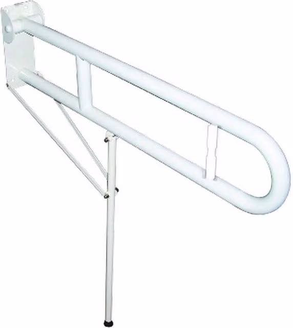 Maniglione barra cm 80 con porta rotolo bianco e rinforzo verticale a terra