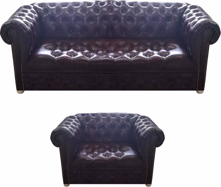 Wohnzimmer Chesterfield Braun Sofa Dreisitze Couch Luxus Sessel