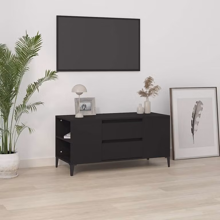 vidaXL Mobile Porta TV Nero in Legno e Metallo Stile Industrial L: 102 cm, P: 44,5 cm, H: 50 cm