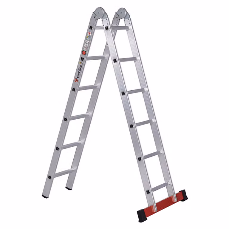 Scala pieghevole Euroline in alluminio, numero di pioli 2 x 6 3170106 (Scala pieghevole)