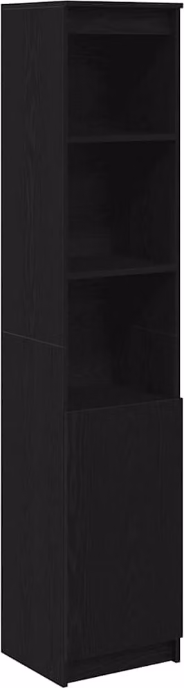 Credenza Rovere Nero 37,5x35x180 cm in Legno Multistrato