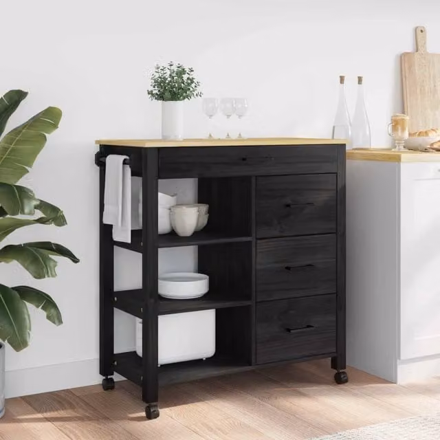 Carrello da Cucina-Scaffale per Cucina Nero