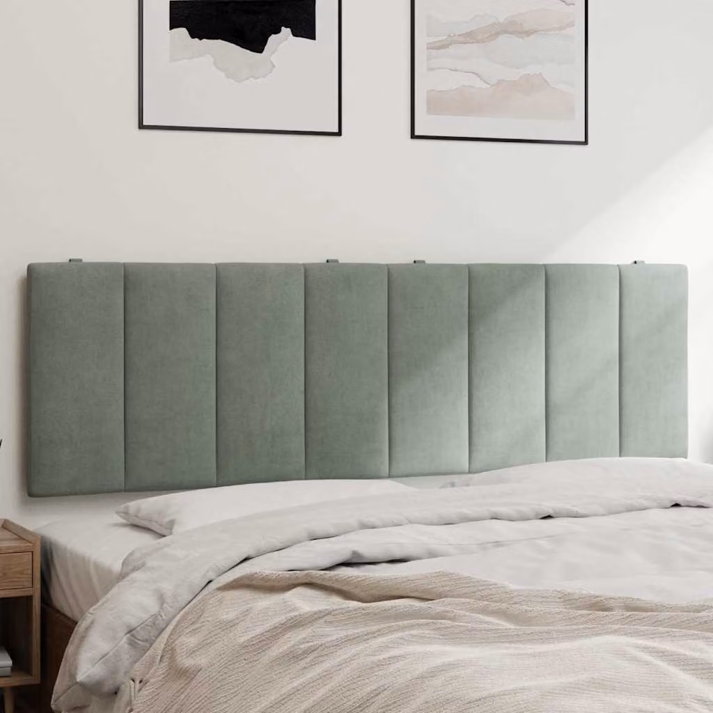 Testiera Hanko vidaXL in velluto grigio chiaro, pannello imbottito da parete con design classico, Larghezza: 160 cm