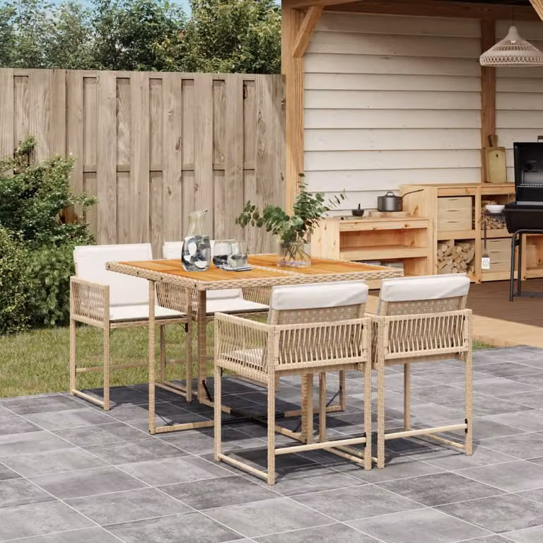 Maison Exclusive - Set da Pranzo da Giardino 5 pz con Cuscini Beige in Polyrattan