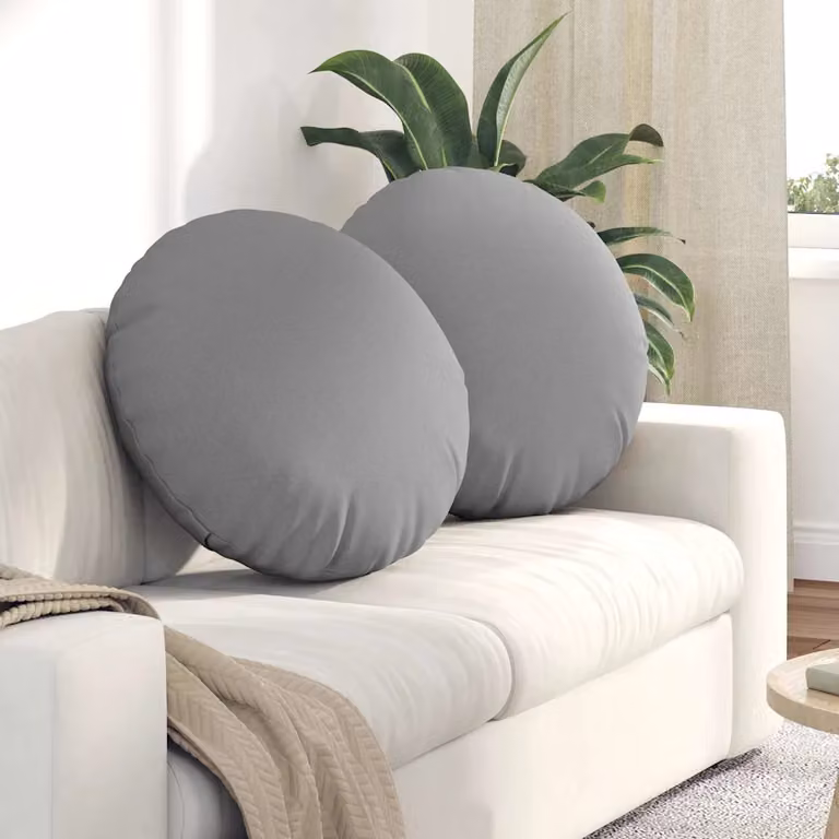 Set di 2 cuscini per seduta rotondi vidaXL in tessuto grigio, Ø 60 x 21 cm