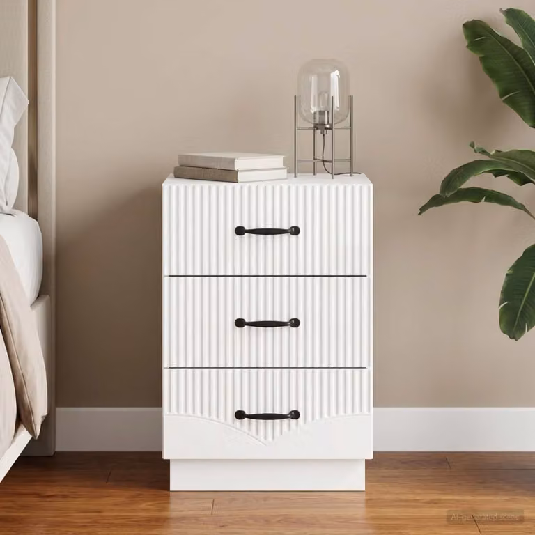 vidaXL Armadio da Notte Moderno con Cassetto in MDF Bianco Lucido L: 43 cm, P: 41 cm, H: 63,5 cm