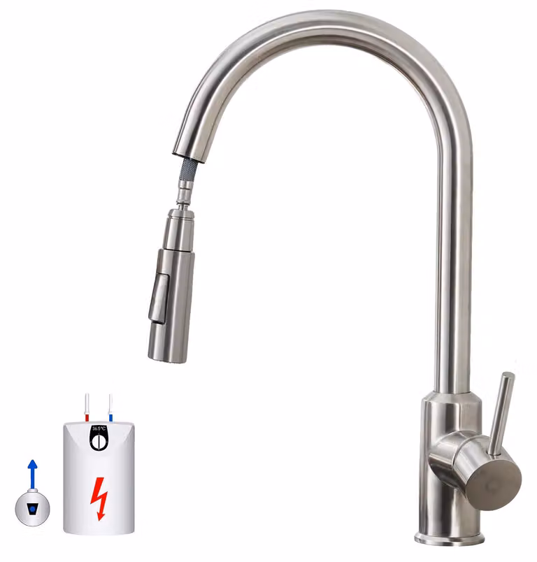 Rubinetto da cucina, con due modalità di flusso dell'acqua, beccuccio girevole a 360°, finitura cromata, attacco G3/8