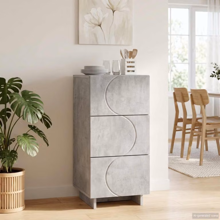 Credenza moderna vidaXL in legno grigio cemento L/P/H: 33,5 x 34,5 x 75 cm