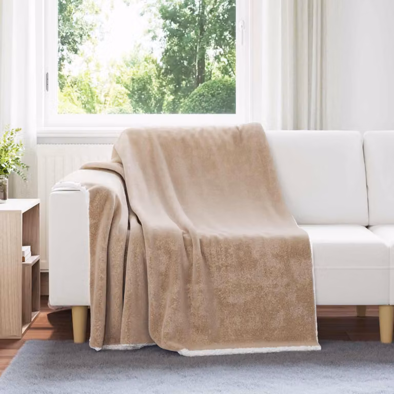 Coperta in pile morbida vidaXL color beige, L 150 cm x P 200 cm