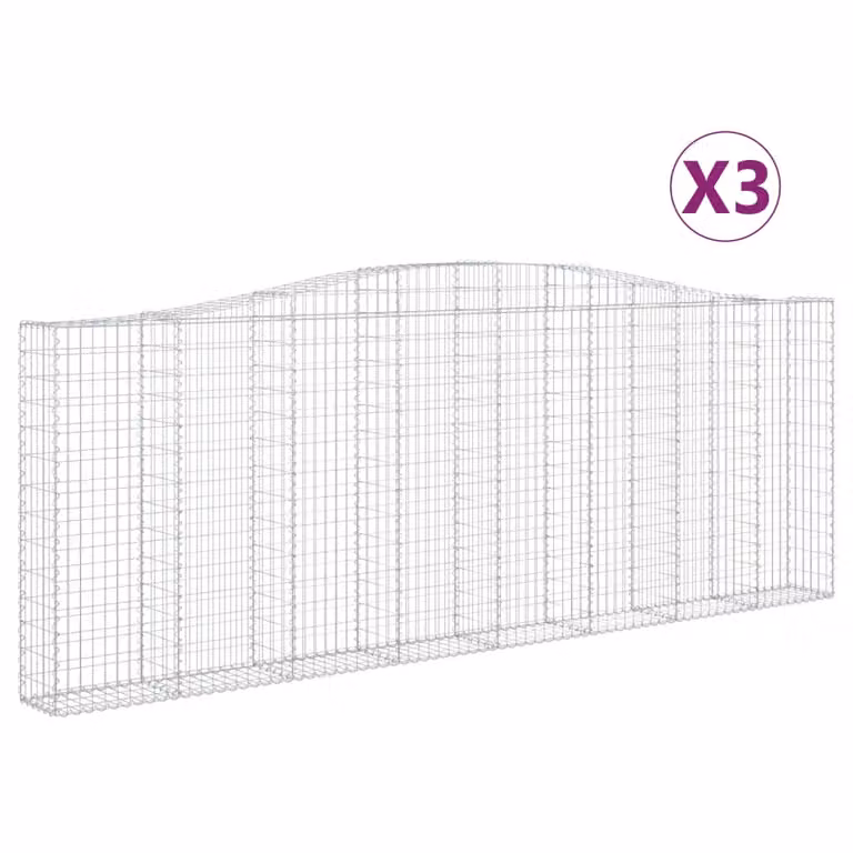 Cesti Gabbioni ad Arco 3 pz 400x30x140/160 cm Ferro Zincato