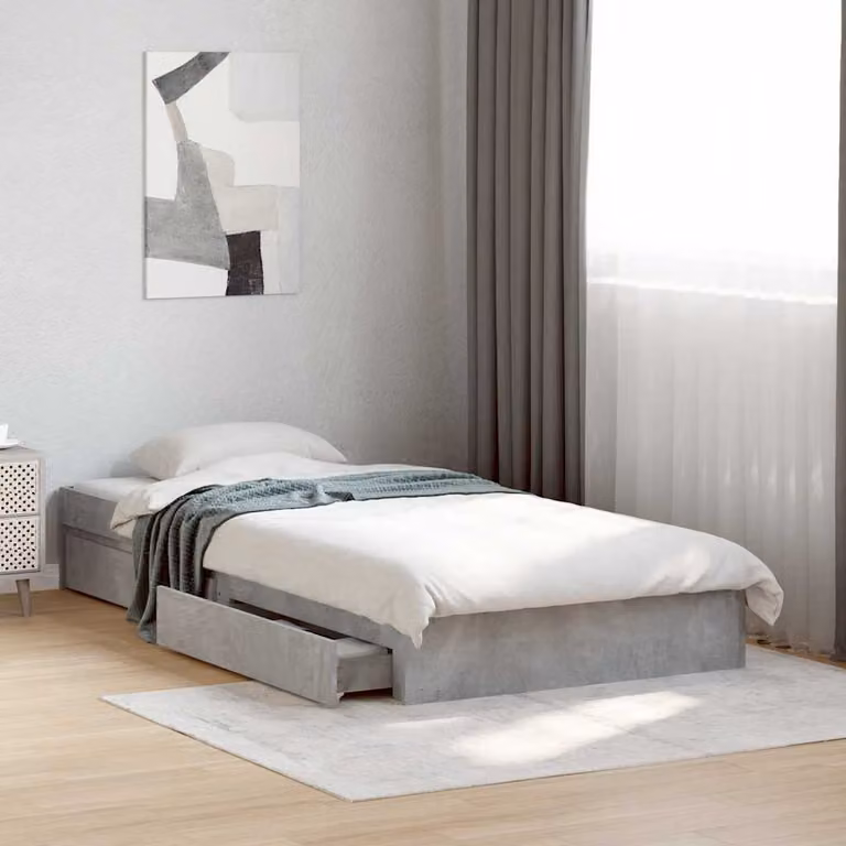 vidaXL Giroletto con Cassetti in Legno Multistrato Grigio 90x190 cm