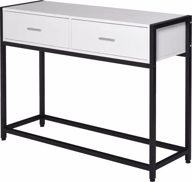 Consolle Zephmum con 2 Cassetti e Gambe Regolabili Bianco e Nero L: 120 cm, P: 34 cm, H: 81 cm