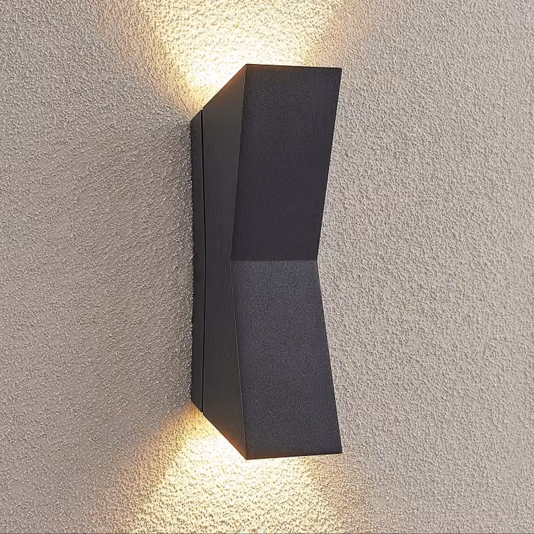 Applique da esterni a LED Maniela Lucande, Nero, Alluminio, Moderno, Applique LED da esterni