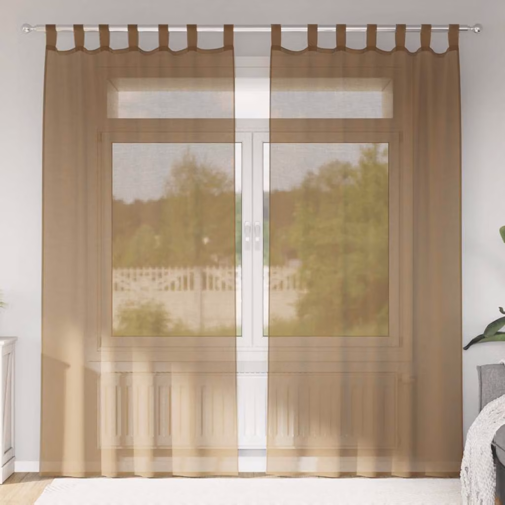 Set di 2 tende in voile semi-trasparenti vidaXL Marrone Chiaro L: 140 cm, H: 225 cm