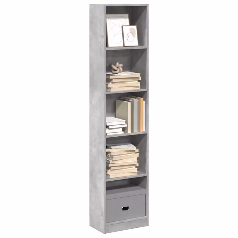 Libreria moderna vidaXL in legno e MDF Grigio Cemento, L 40 cm x P 24 cm x H 176 cm