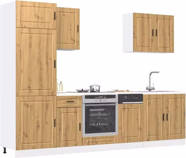 Set di mobili da cucina classico vidaXL in legno e MDF marrone con ante a battente e cassetti L/P/H: 246,0 x 60,0 x 81,5 cm
