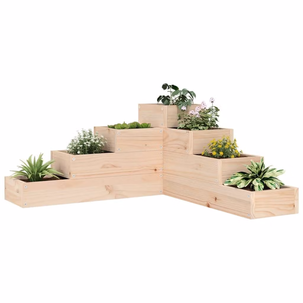 Fioriera da giardino vidaXL con 4 ripiani in legno di pino, colore marrone/beige, L: 80,5 cm, H: 79 cm, P: 36 cm
