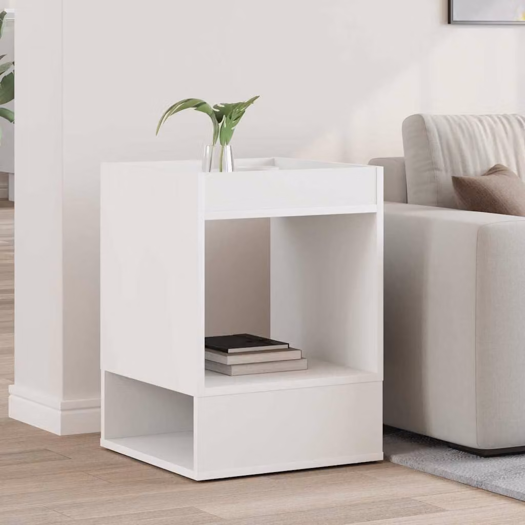Tavolino moderno vidaXL bianco in legno ingegnerizzato MDF, L/P/H: 40 x 40 x 56 cm