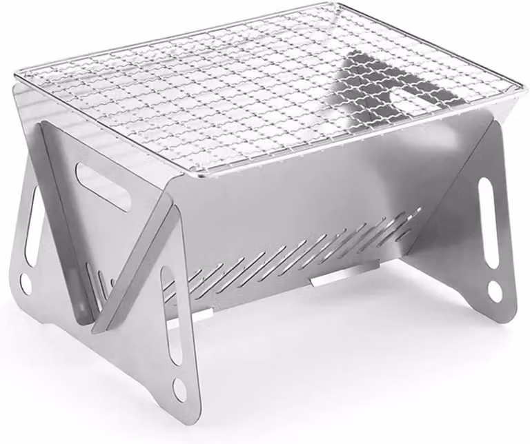 Mini barbecue a carbone, portatile e pieghevole, ideale per 1 o 2 persone