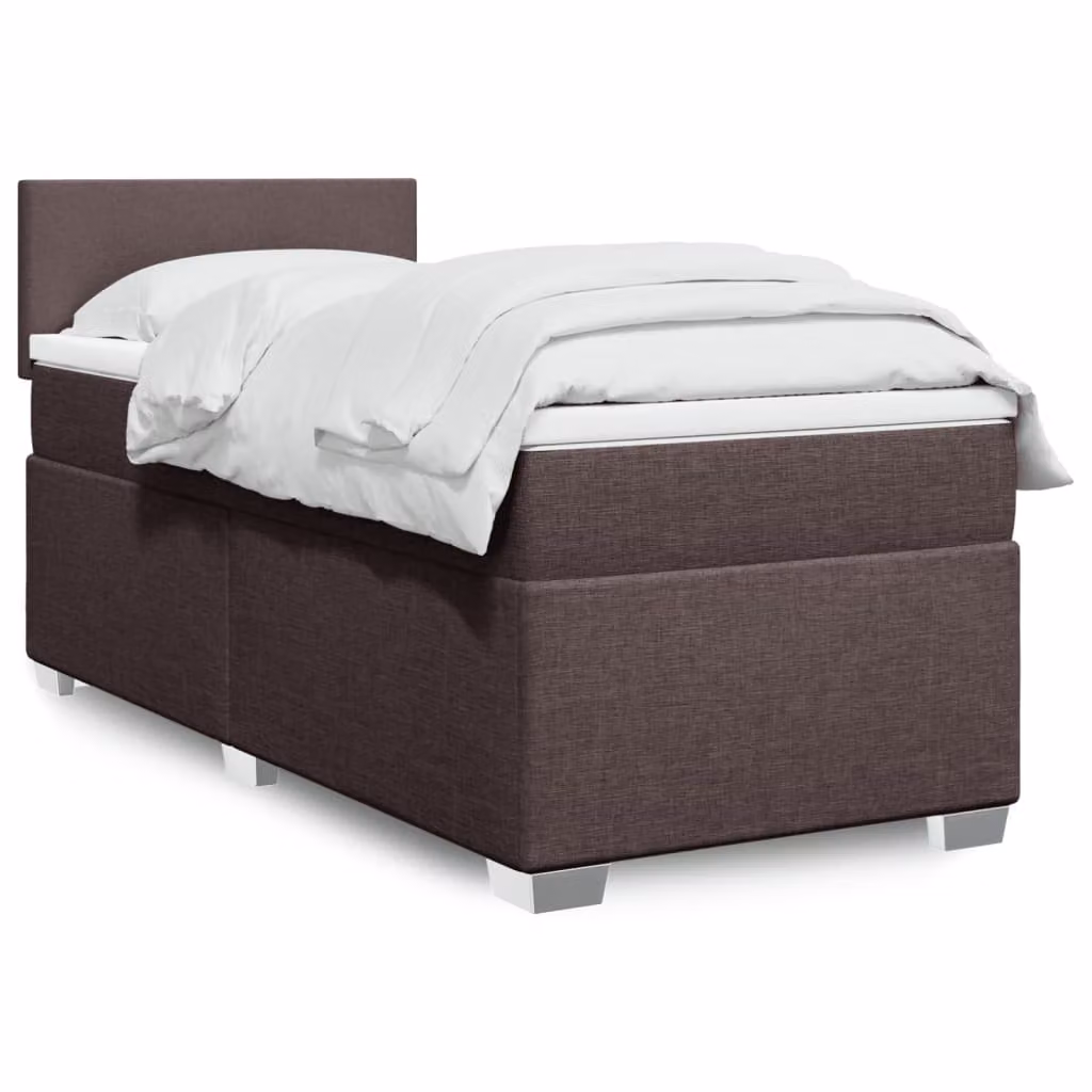 vidaXL Giroletto a Molle Ibrido con Materasso in Tessuto Marrone e Bianco L/P/H: 200 x 80 x 100,5 cm