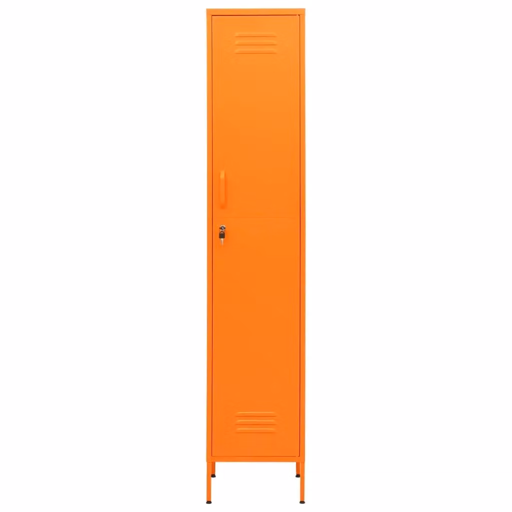 Armadietto da ufficio moderno HELLOSHOP26 in acciaio arancione con 4 ripiani regolabili e serratura L/P/H: 35 x 46 x 180 cm – 2