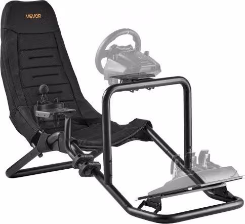 VEVOR Supporto Volante da Corsa con Simulatore Integrato Nero, Compatibile con Logitech G25, G27, G29, G920, G923, Thrustmaster T300RS, TX F458, T500RS, T3PA-PRO e Pedali CSR (F1/GT)