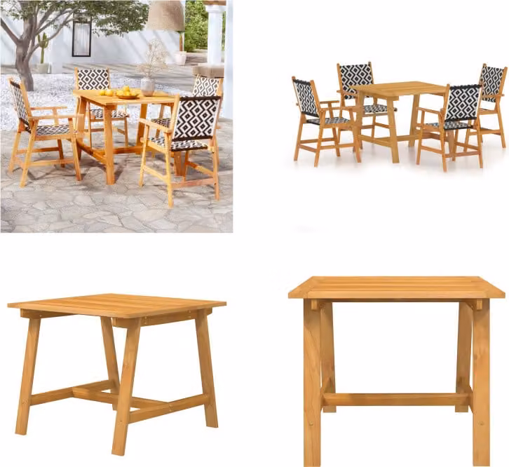 vidaXL Set da pranzo da giardino 5 pezzi in legno massiccio di acacia - Set da pranzo da giardino - Set da pranzo da giardino - Set di mobili da giardino - Set di mobili da giardino