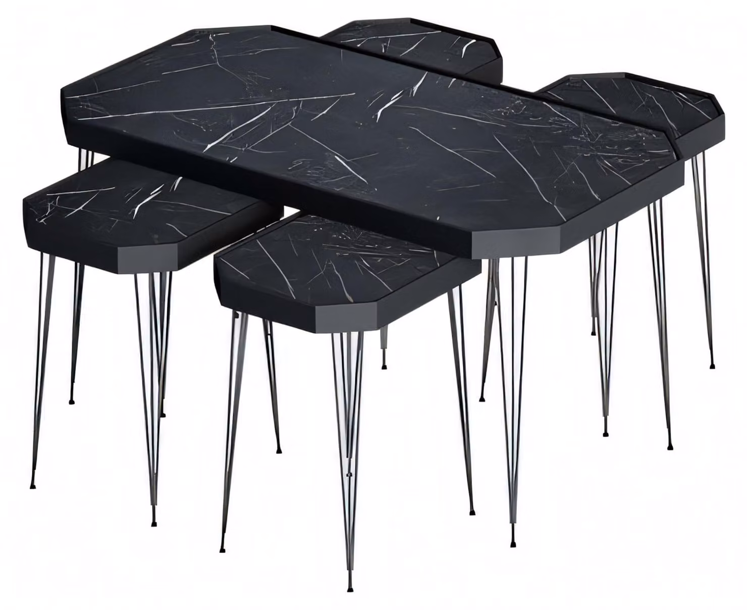 Schwarzer Holztisch-Set mit modernem Design und eleganter Optik
