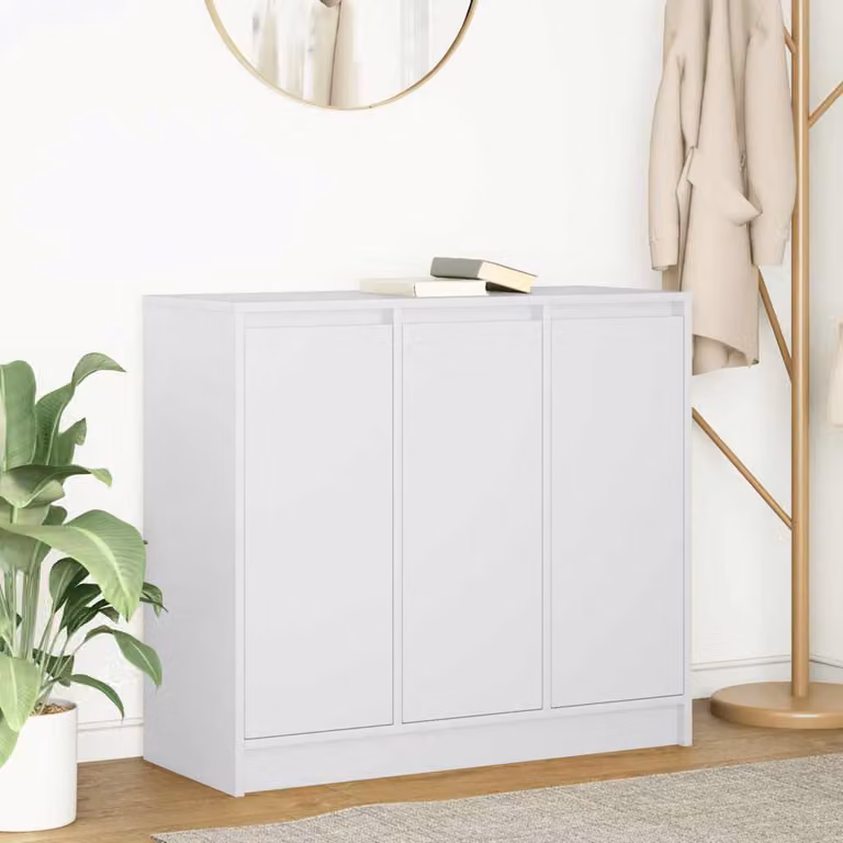 Credenza bianca vidaXL in legno e MDF con ante a battente e ripiani interni L: 85 cm, P: 34 cm, H: 76 cm