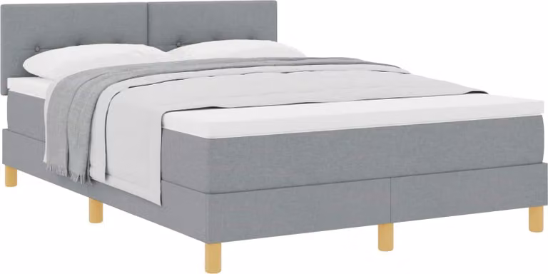 Letto a molle con cuscino Grigio chiaro 140 x 190 cm Tessuto