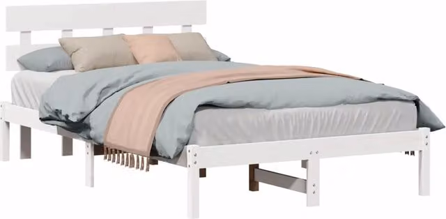Letto matrimoniale | Letto per adulti | Struttura del letto Bianco 140 x 190 cm Legno massello di pino