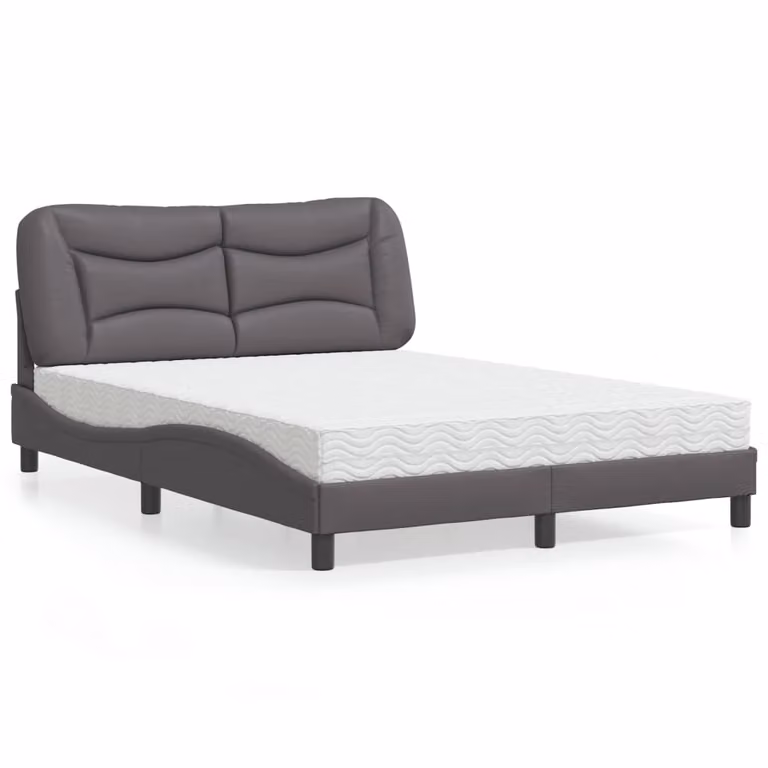 Letto con Materasso Hvar vidaXL Grigio in Similpelle e Tessuto L/P/H: 140 x 190 cm